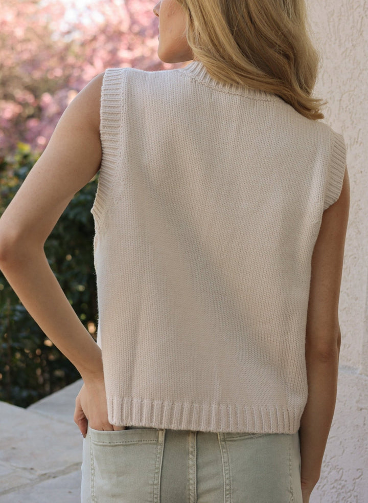Clairo Structured Knit Button - Down Vest - Bacio & Co.