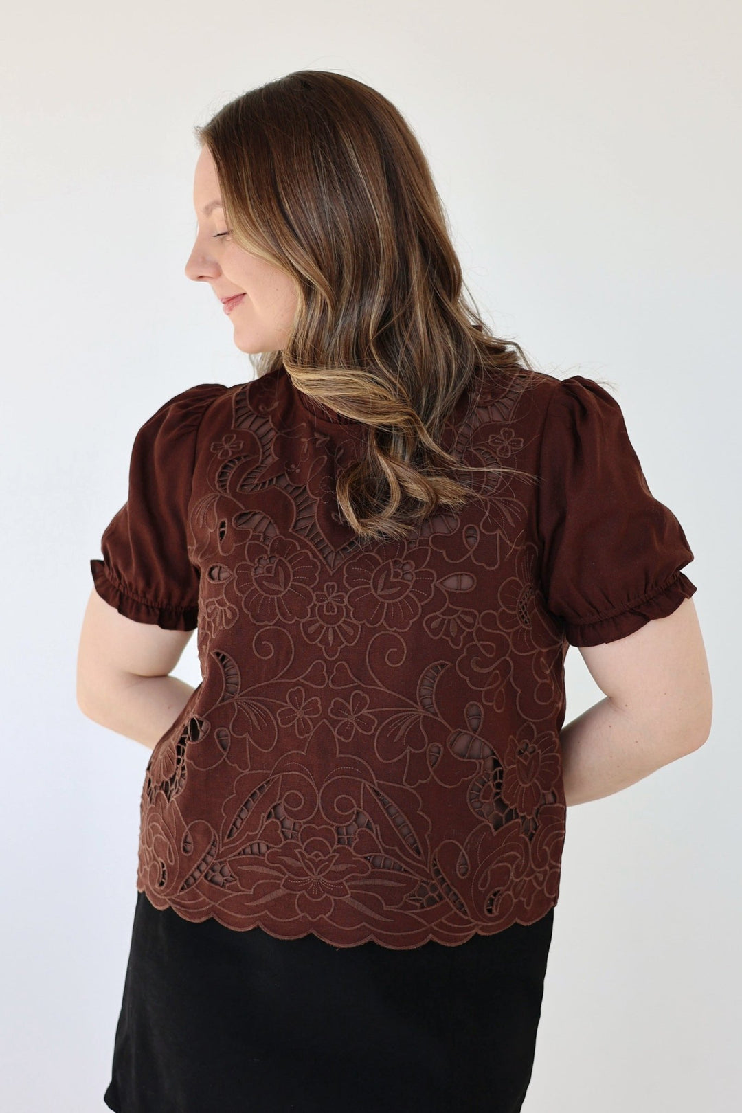 Clara Embroidered Eyelet Blouse - Bacio &amp; Co.