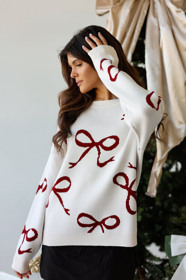 Colette Coquette Ribbon Knit Bow Sweater - Bacio & Co.