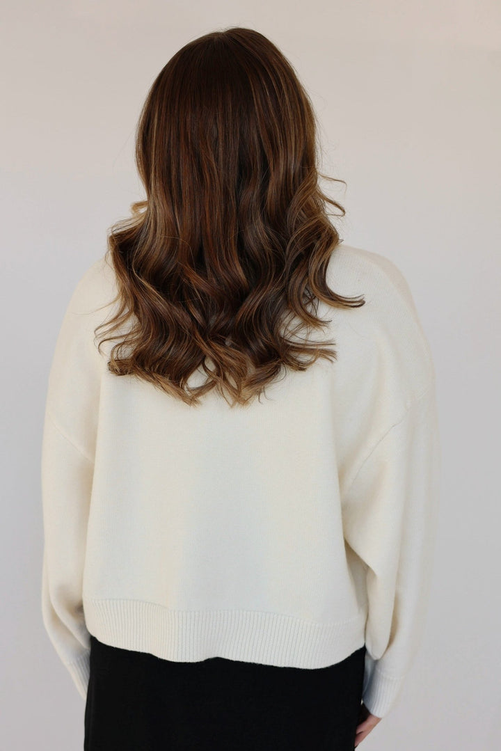 Eloise Pearl Embellished Ivory Knit Cardigan - Bacio & Co.