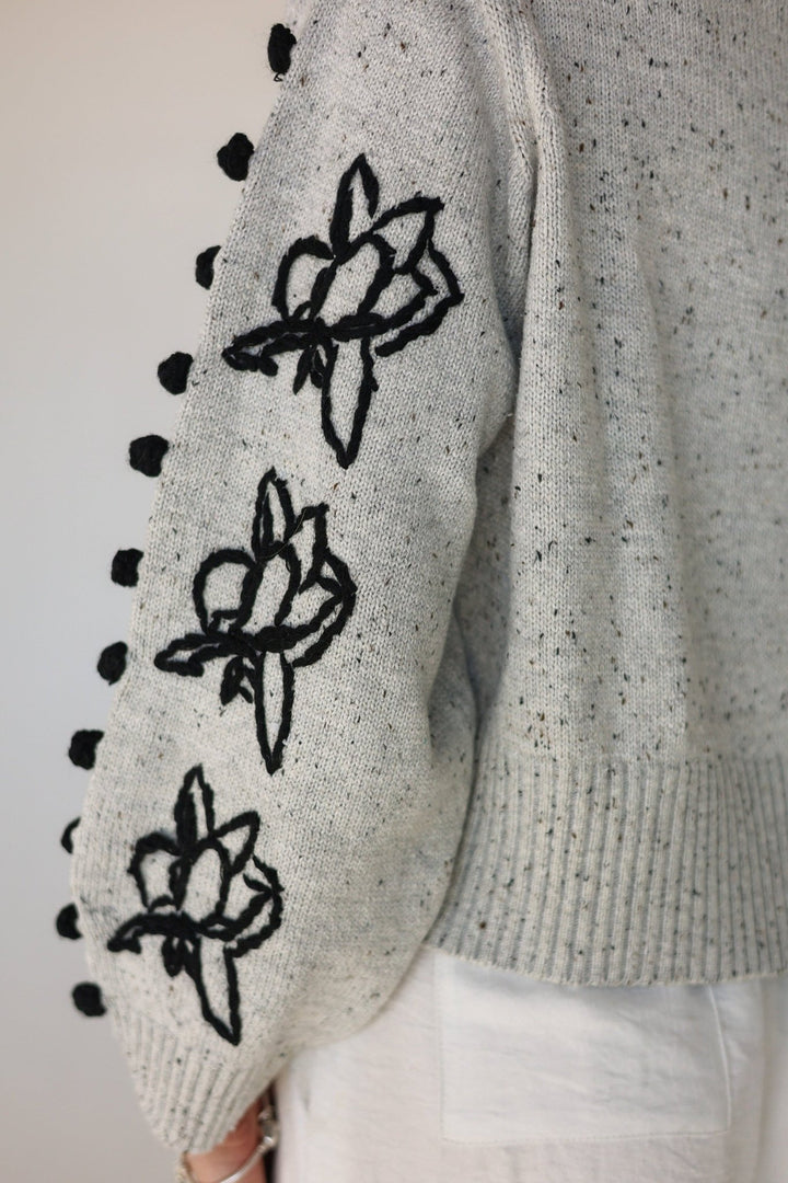 Fiore Embroidered Floral Statement Sweater - Bacio & Co.