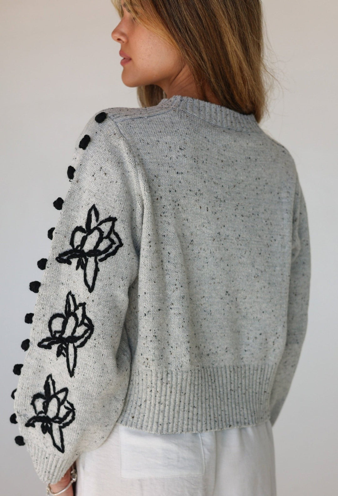 Fiore Embroidered Floral Statement Sweater - Bacio & Co.