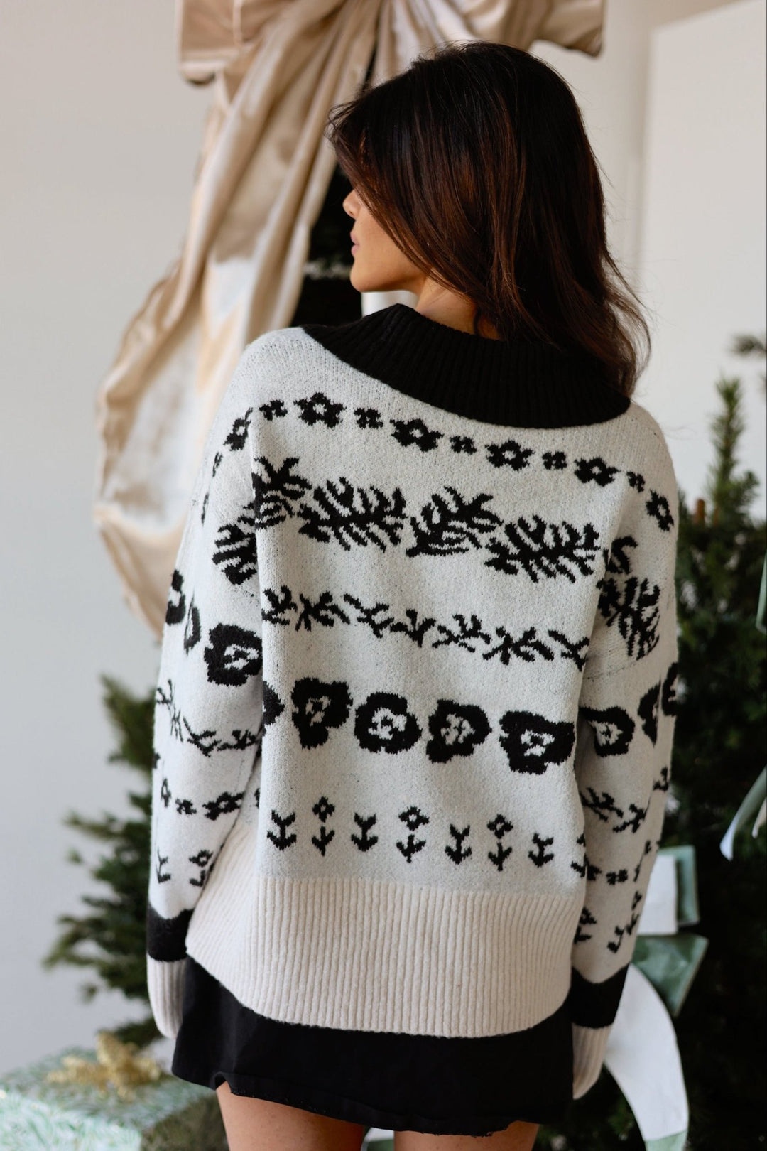 Flora Relaxed Floral Knit Button - Front Cardigan - Bacio & Co.