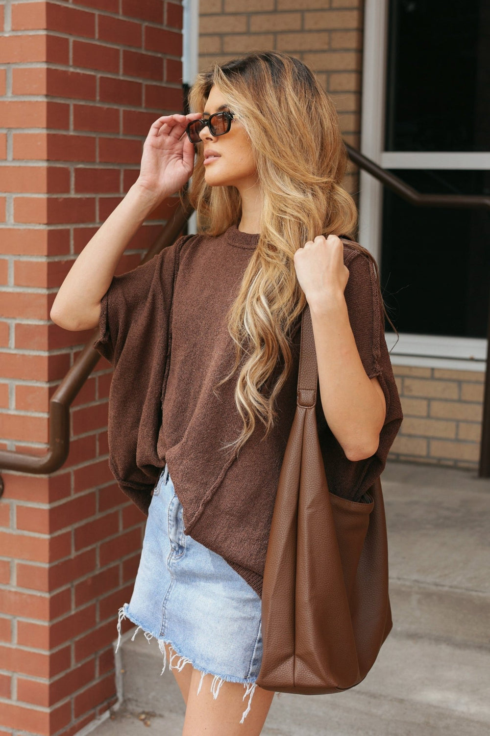 Grace Oversized Textured Knit Top - Bacio & Co.