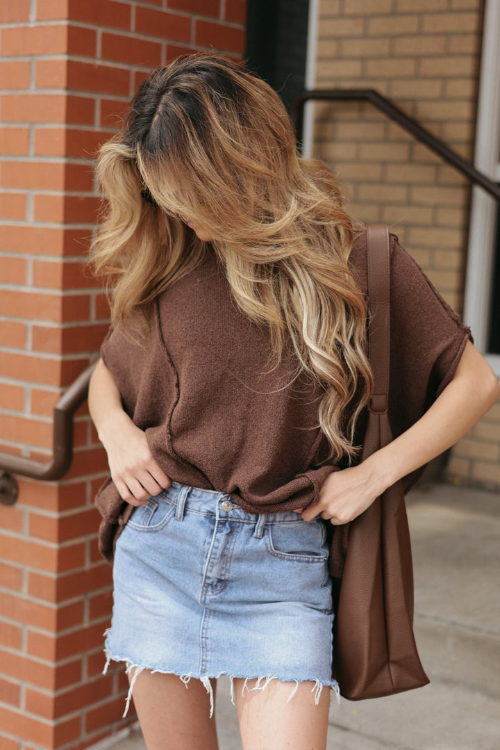 Grace Oversized Textured Knit Top - Bacio & Co.