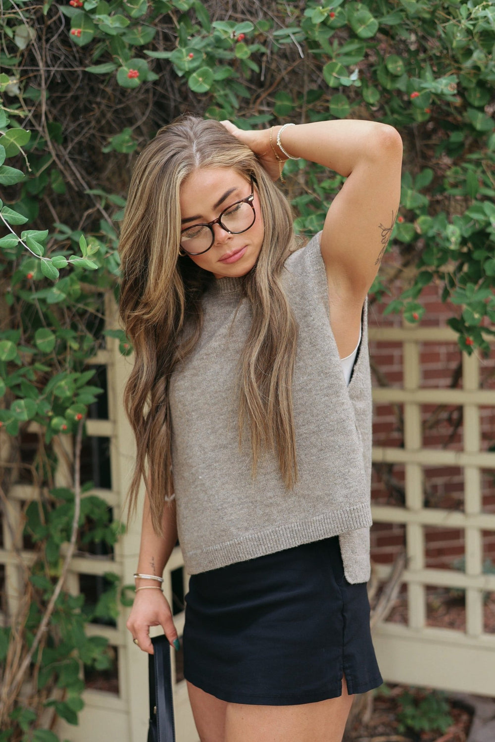 Kristin Side - Tie Relaxed Knit Vest - Bacio & Co.