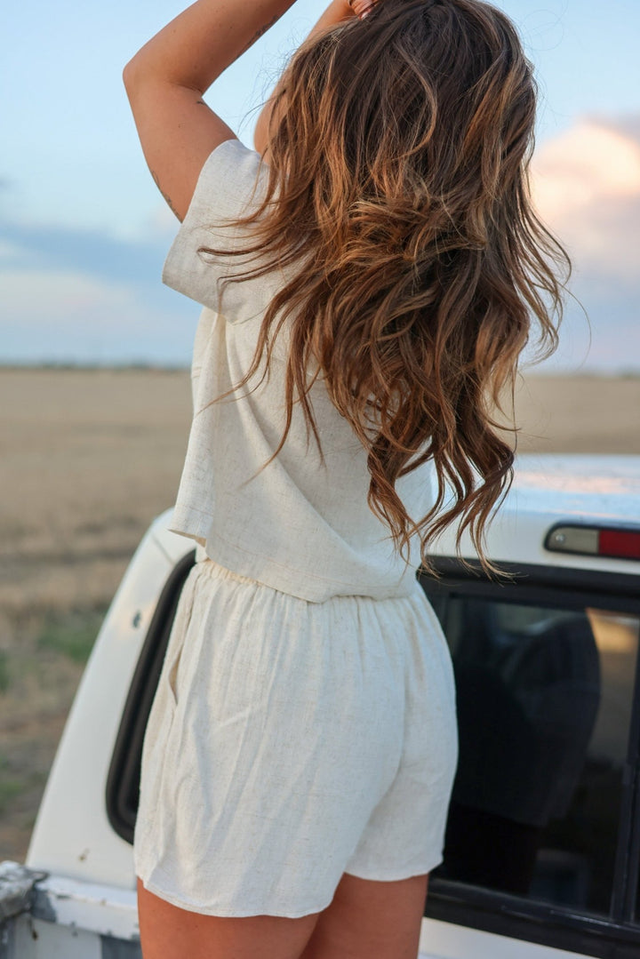 Monroe Cotton Button - Up & High - Waisted Short Matching Set - Bacio & Co.
