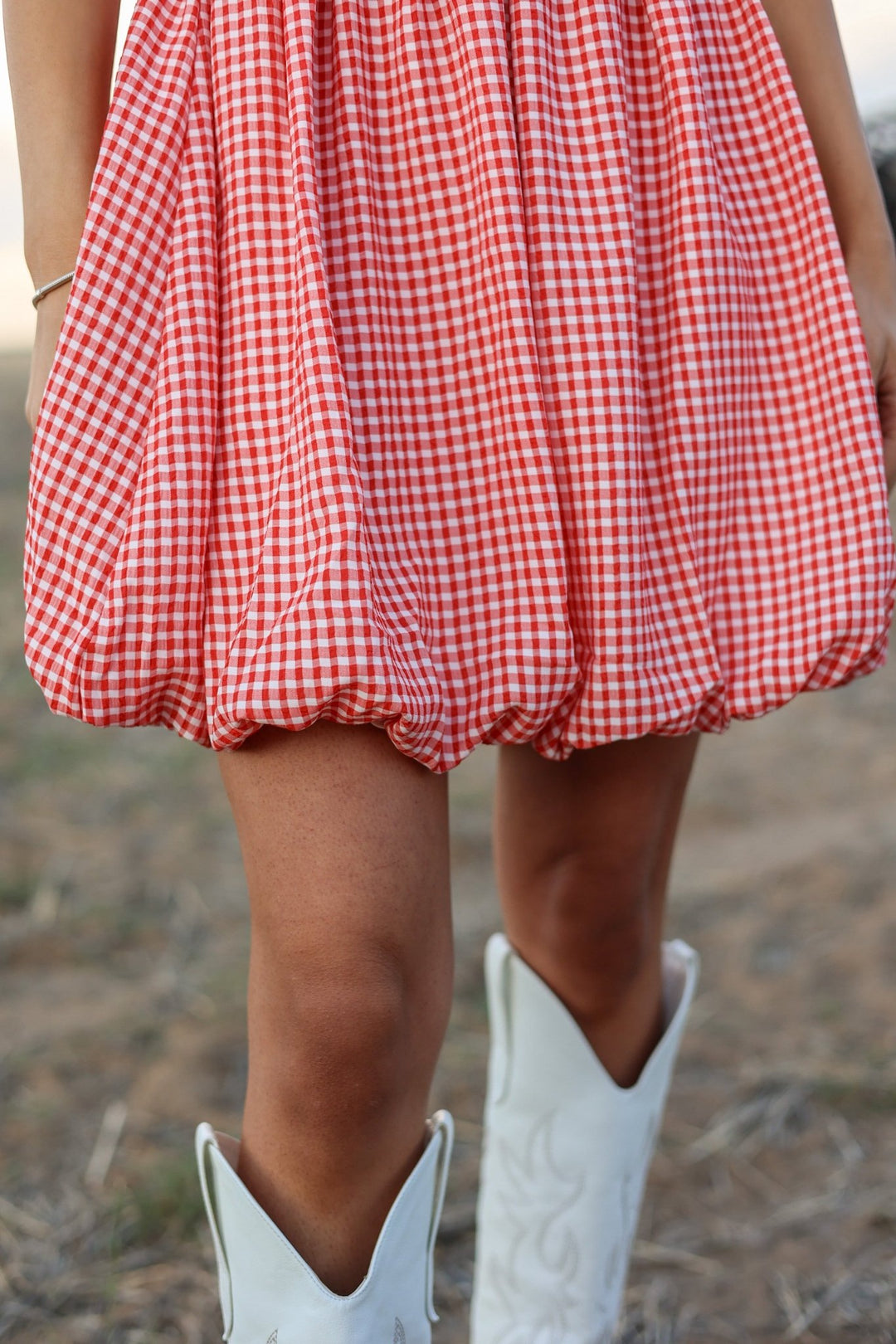 Nashville Red Gingham Smocked Bubble Dress - Bacio &amp; Co.