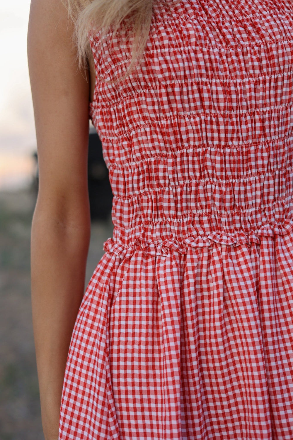 Nashville Red Gingham Smocked Bubble Dress - Bacio & Co.