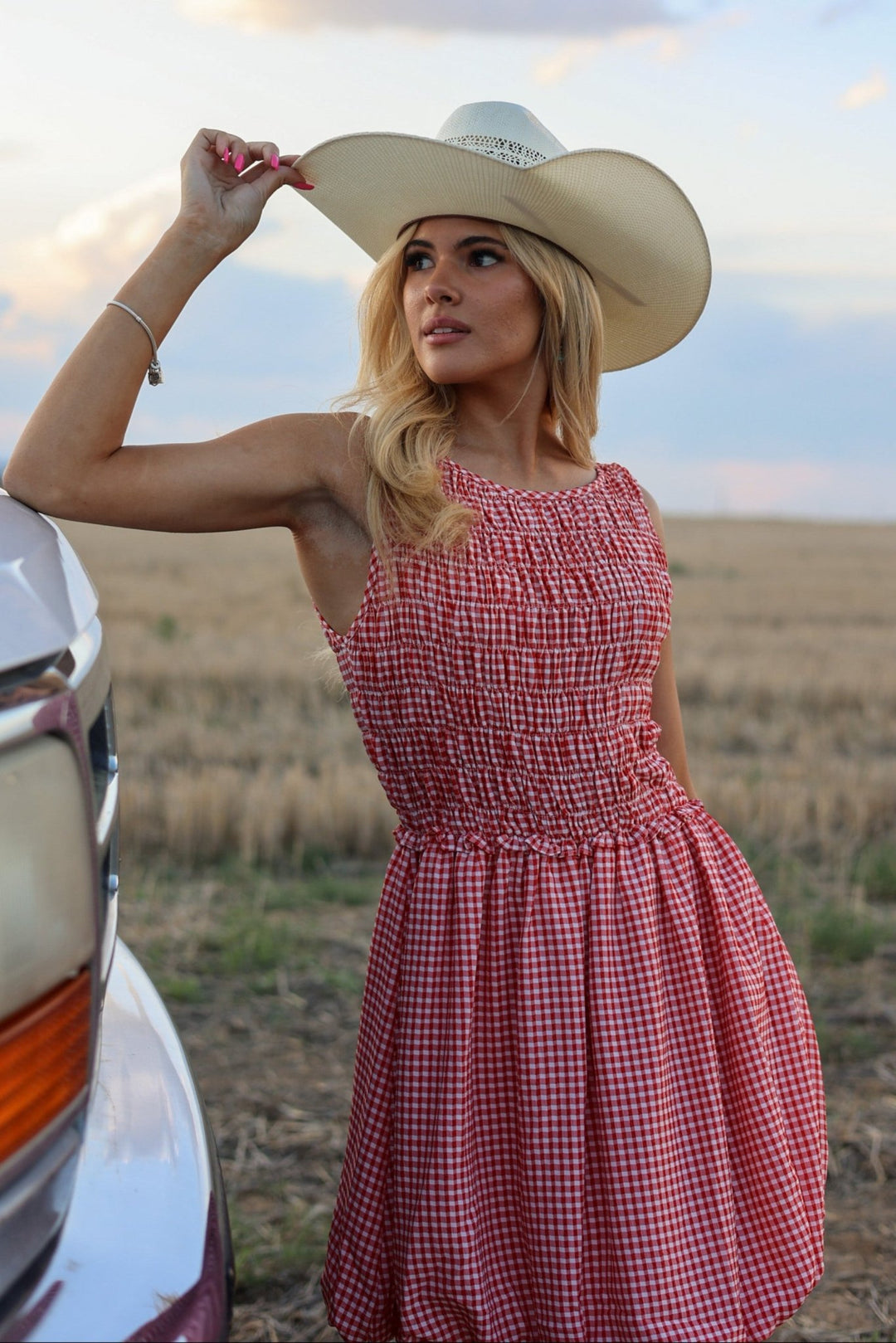 Nashville Red Gingham Smocked Bubble Dress - Bacio &amp; Co.