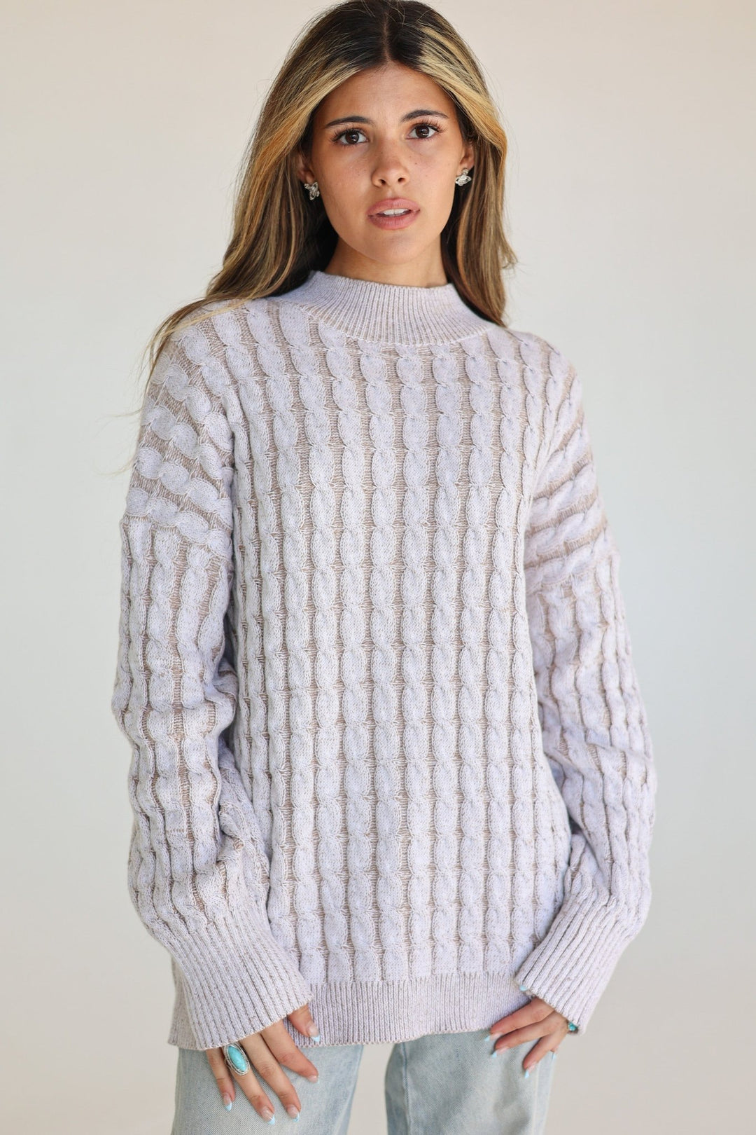 Notte Oversized Longline Cable - Knit Sweater - Bacio & Co.