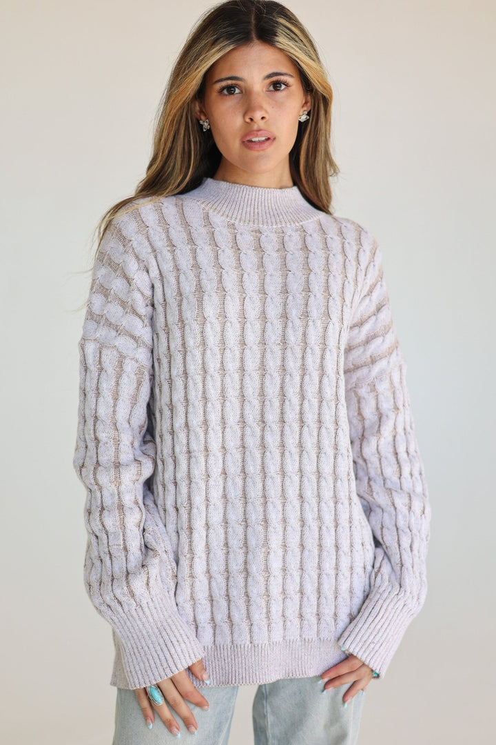 Notte Oversized Longline Cable - Knit Sweater - Bacio & Co.