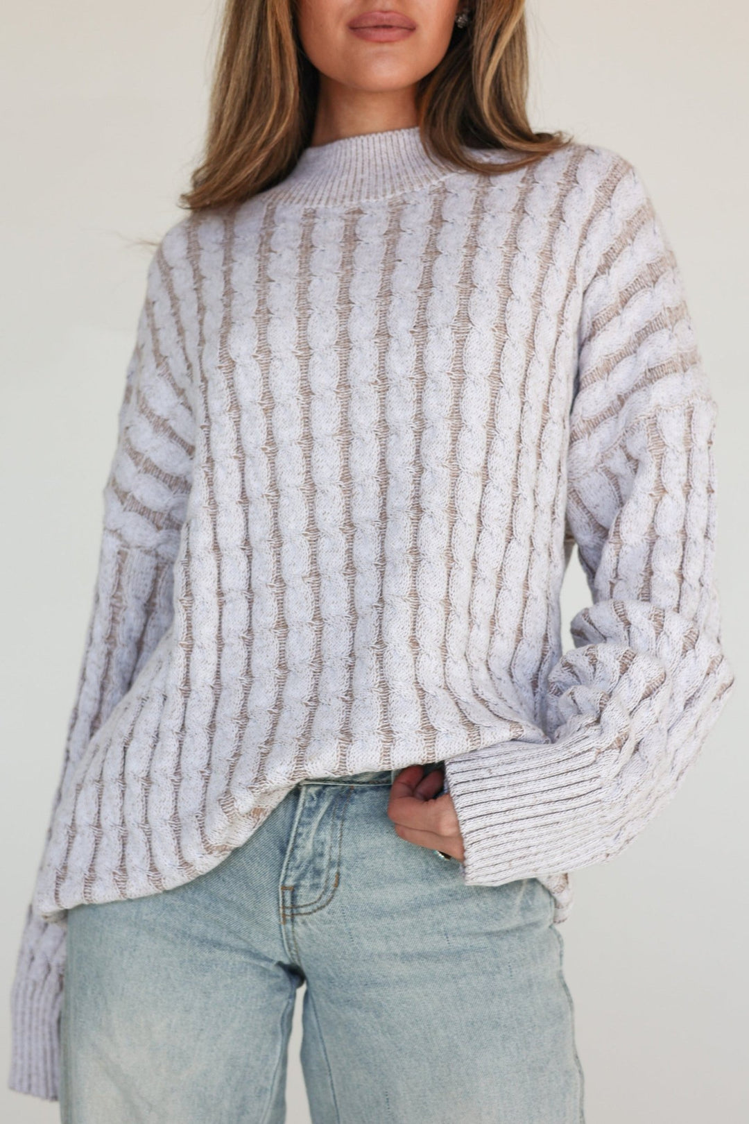 Notte Oversized Longline Cable - Knit Sweater - Bacio & Co.