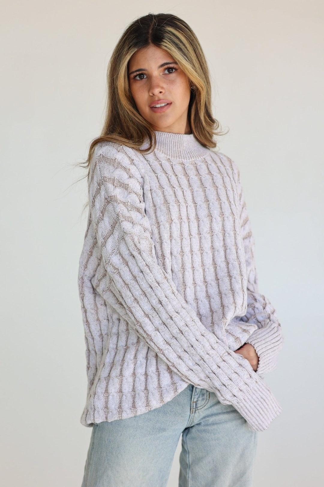 Notte Oversized Longline Cable - Knit Sweater - Bacio & Co.