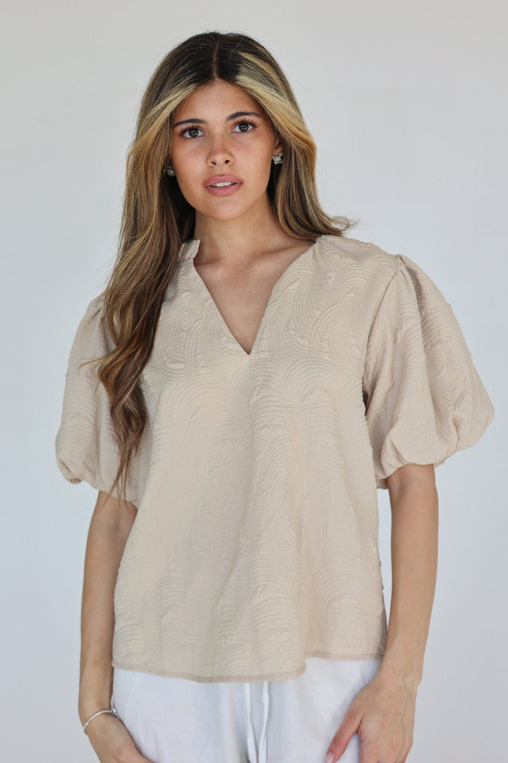 Onda Textured Puff Sleeve Blouse - Bacio &amp; Co.