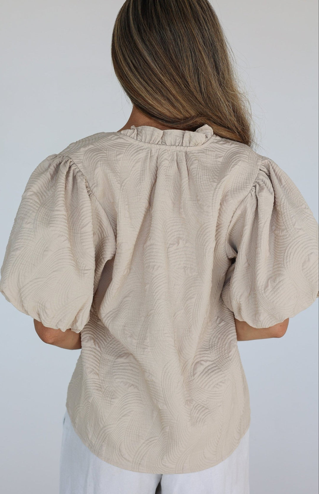 Onda Textured Puff Sleeve Blouse - Bacio &amp; Co.