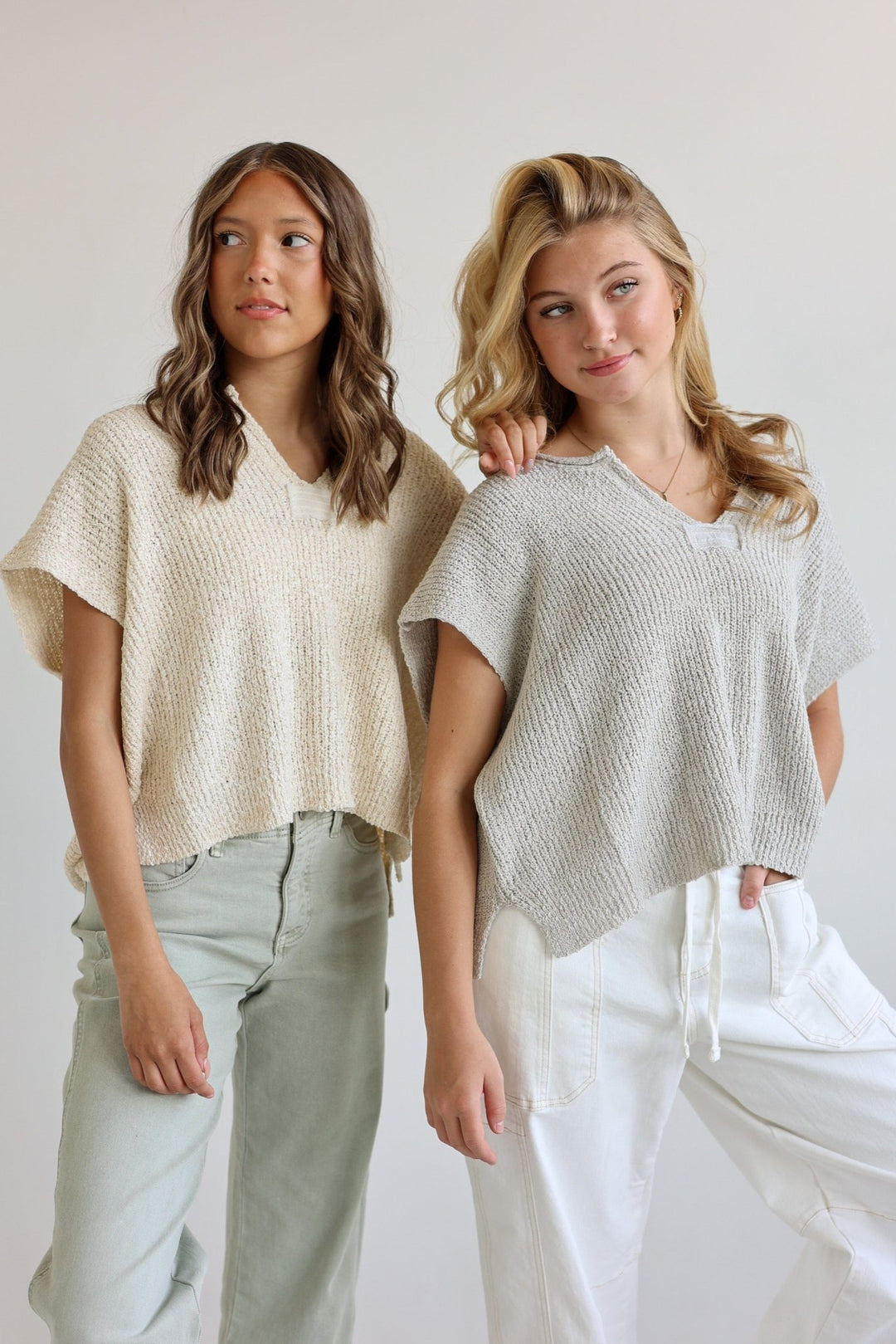 Poppy Relaxed Split Neck Lightweight Knit Top - Bacio & Co.