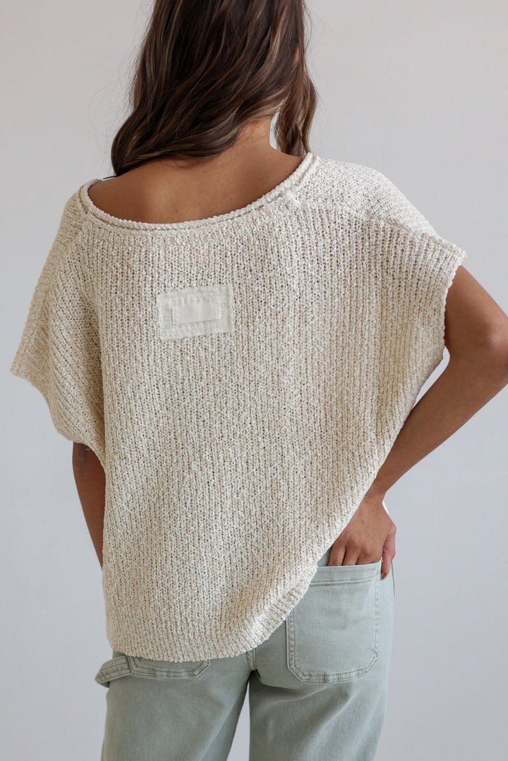 Poppy Relaxed Split Neck Lightweight Knit Top - Bacio & Co.