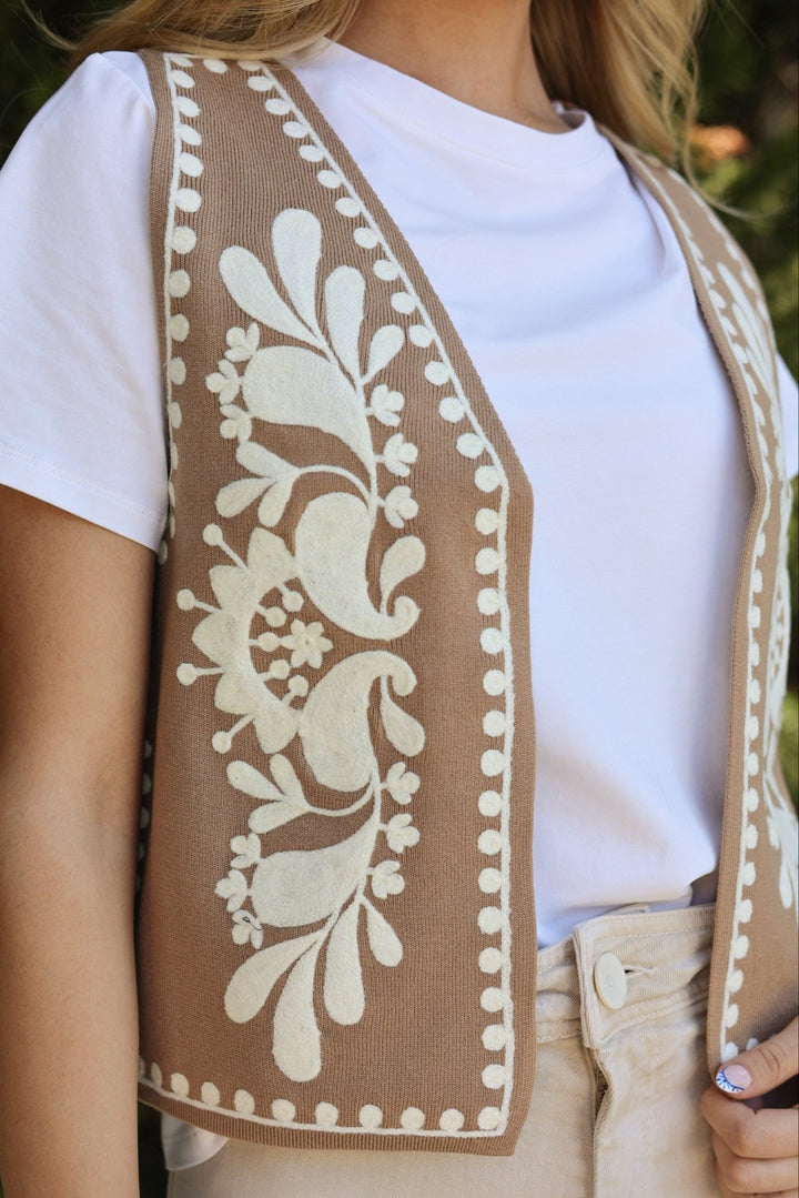Ricamo Embroidered Knit Vest - Bacio & Co.