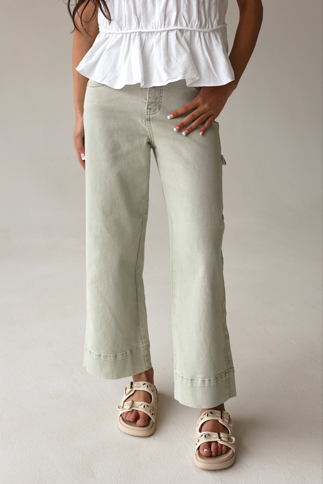 Risen | Riviera High - Rise Wide - Leg Cropped Pant - Bacio & Co.