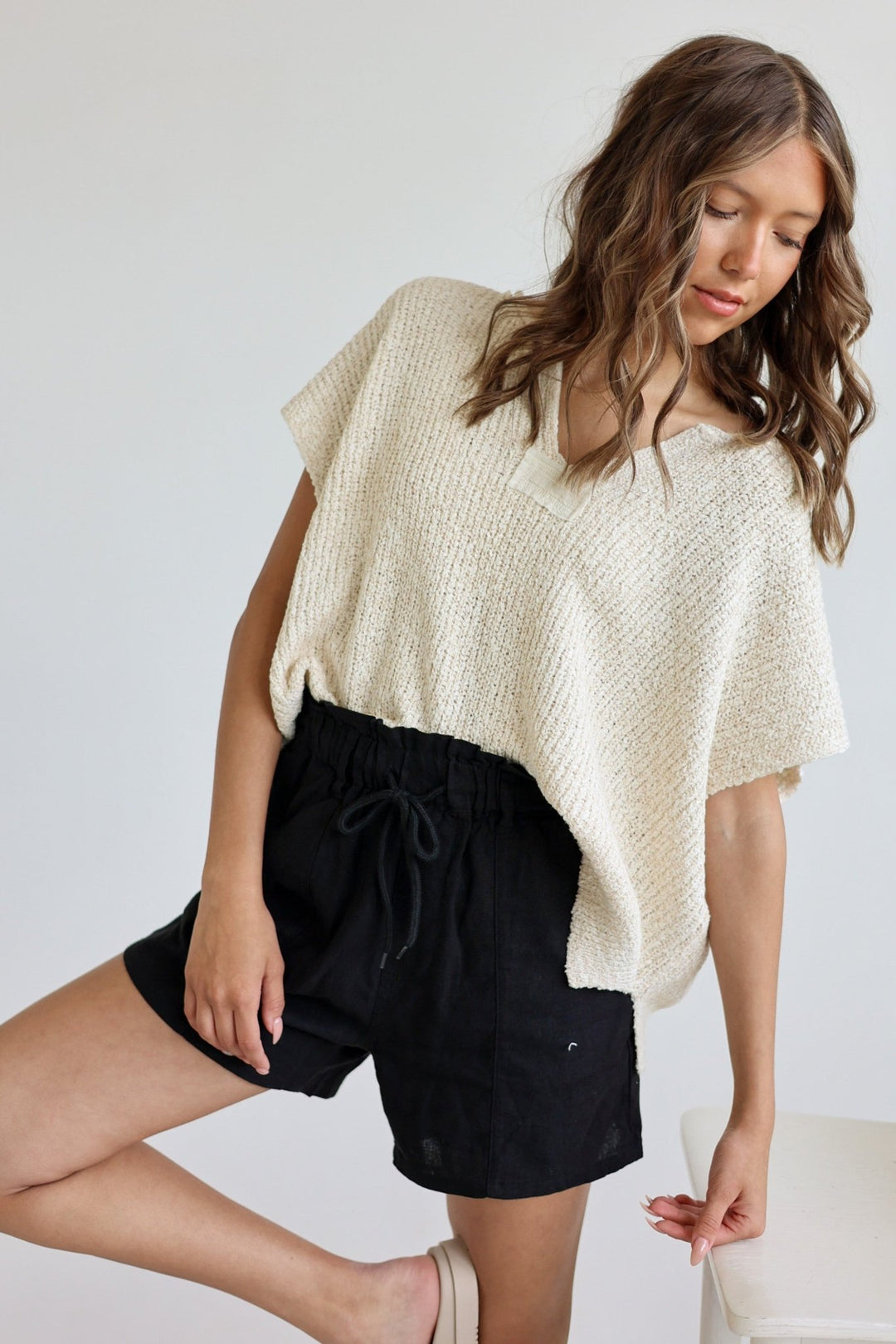 Risen | Siena High - Waisted Linen Paperbag Shorts - Bacio &amp; Co.