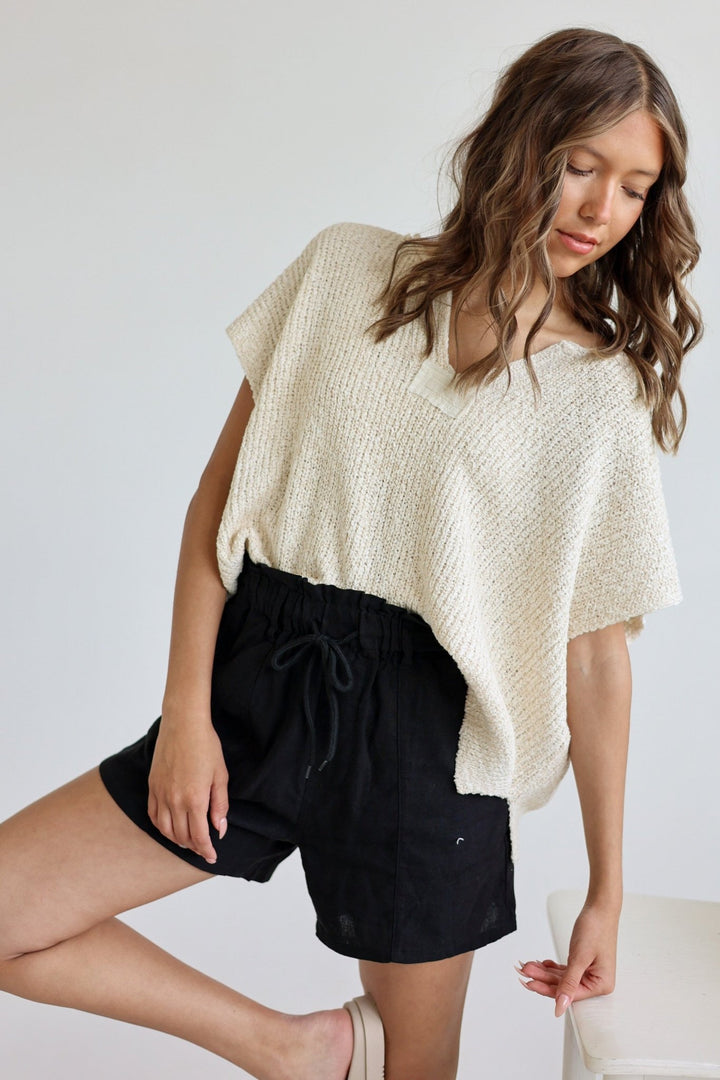 Risen | Siena High - Waisted Linen Paperbag Shorts - Bacio &amp; Co.