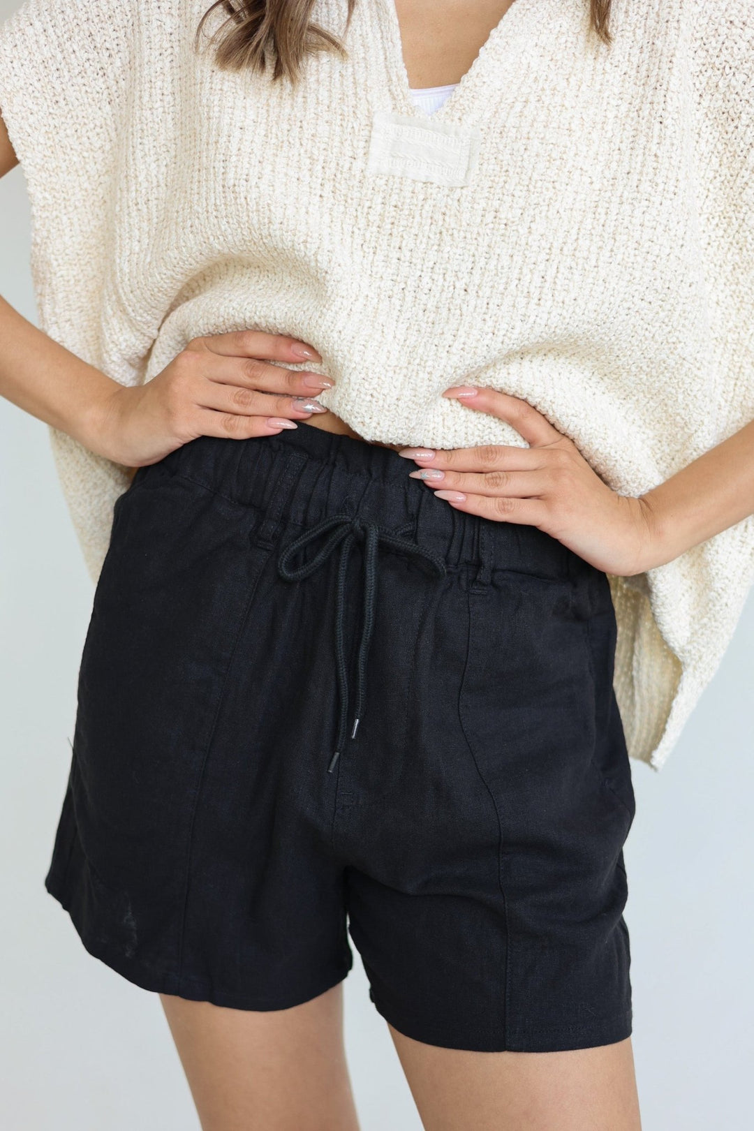 Risen | Siena High - Waisted Linen Paperbag Shorts - Bacio & Co.