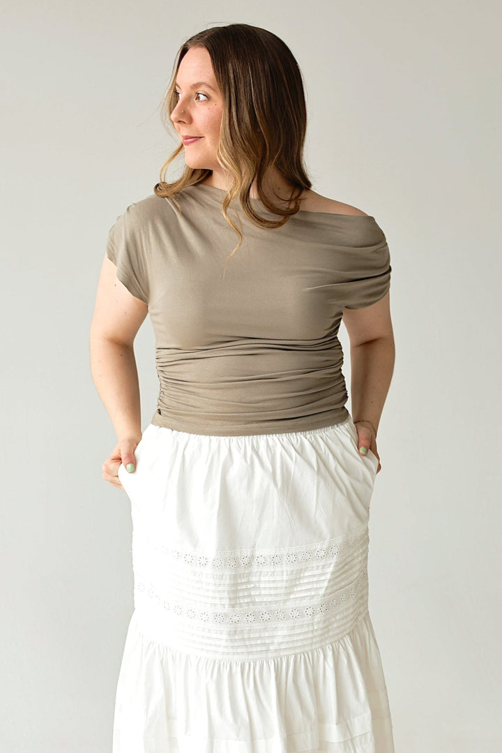 Slow Living White Eyelet Tiered Maxi Skirt with Pockets - Bacio &amp; Co.