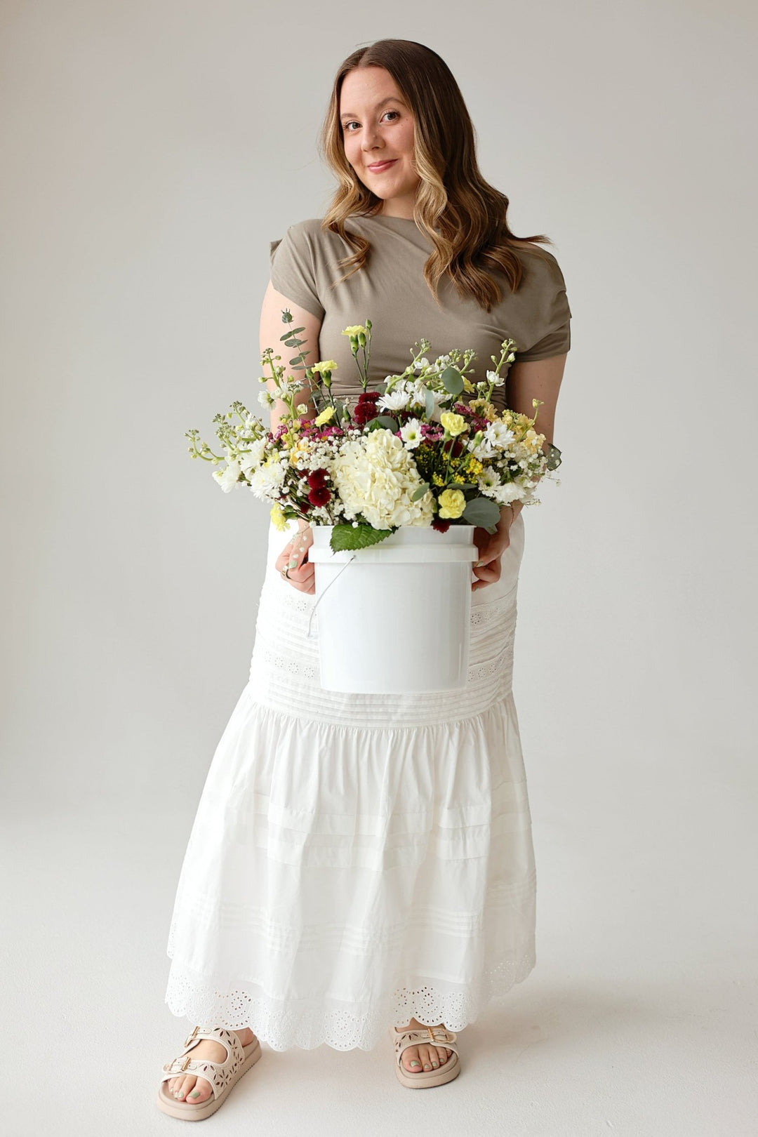 Slow Living White Eyelet Tiered Maxi Skirt with Pockets - Bacio &amp; Co.
