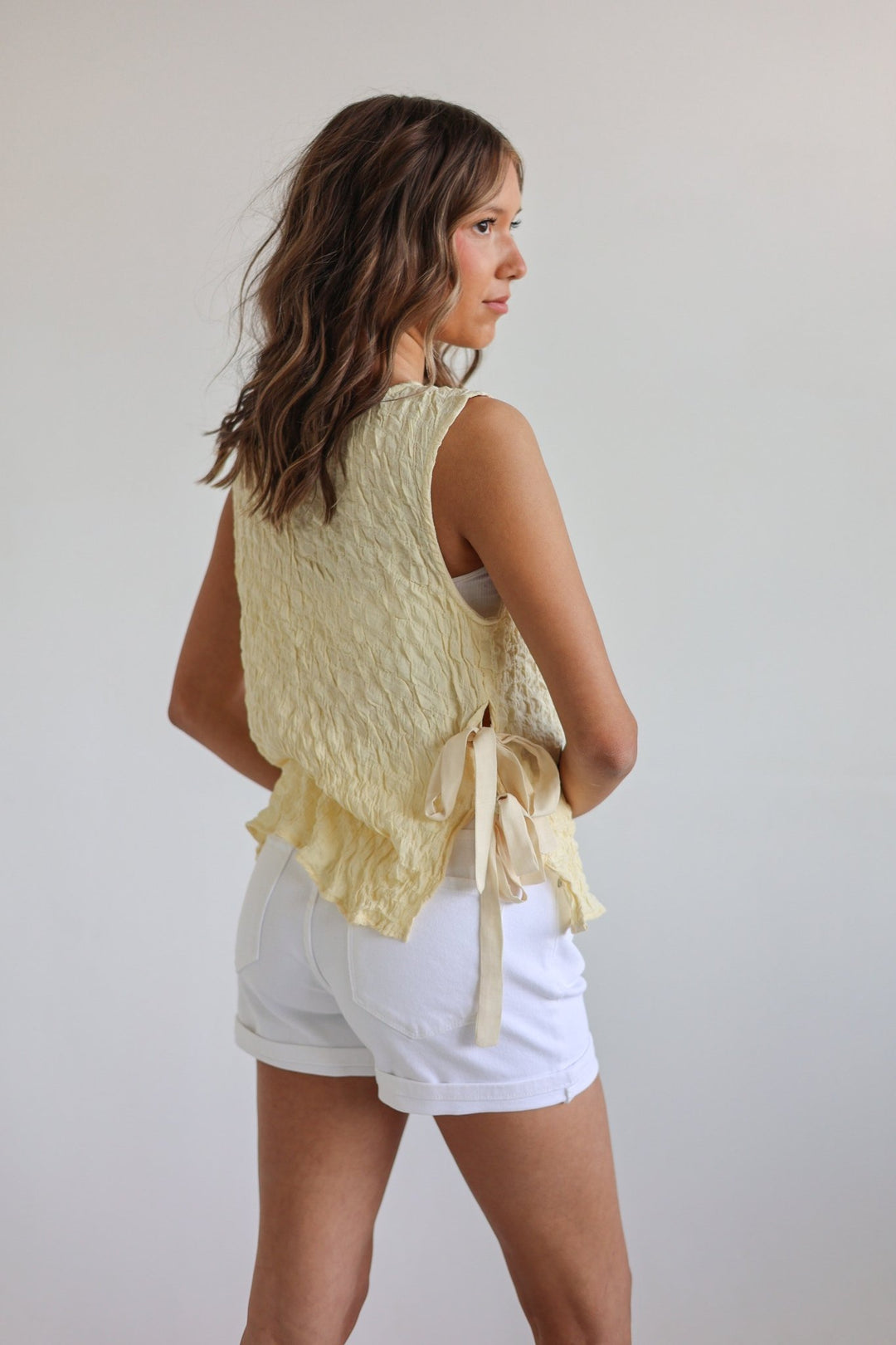 Soleil Side - Tie Crinkle Tank - Bacio &amp; Co.