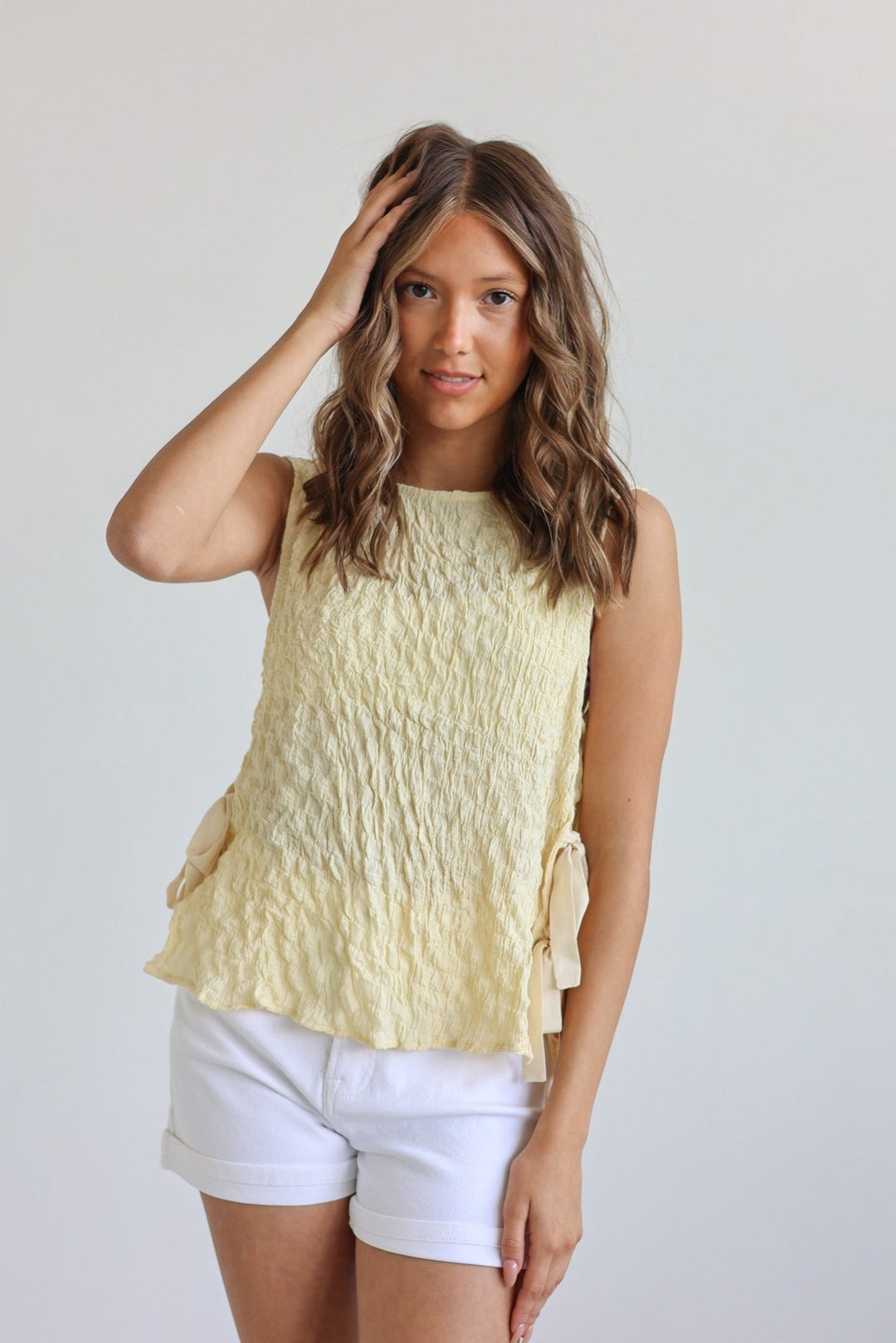 Soleil Side - Tie Crinkle Tank - Bacio & Co.