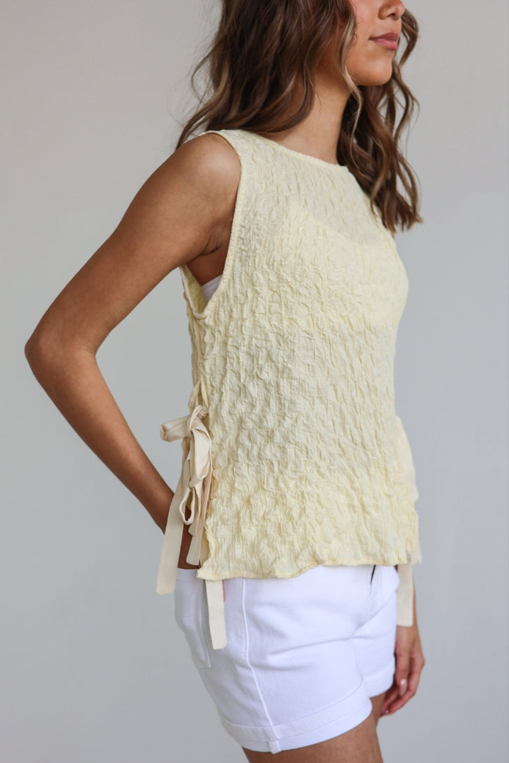 Soleil Side - Tie Crinkle Tank - Bacio &amp; Co.