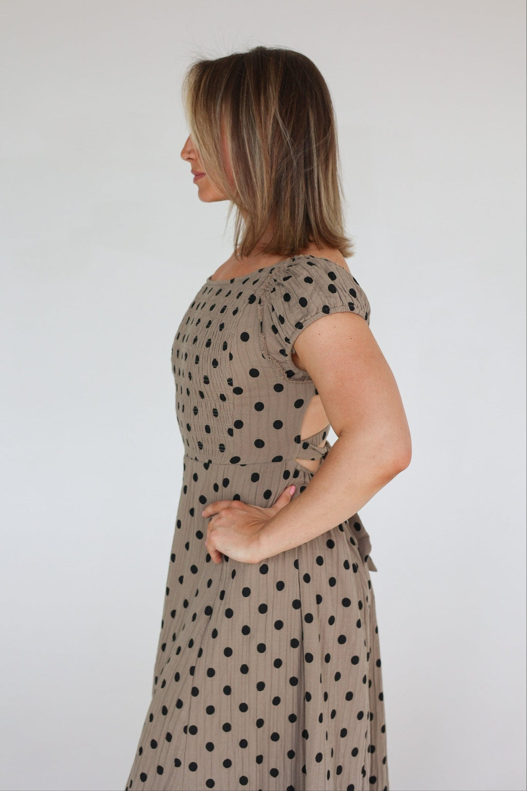Stella Smocked Polka Dot Maxi Dress - Bacio &amp; Co.