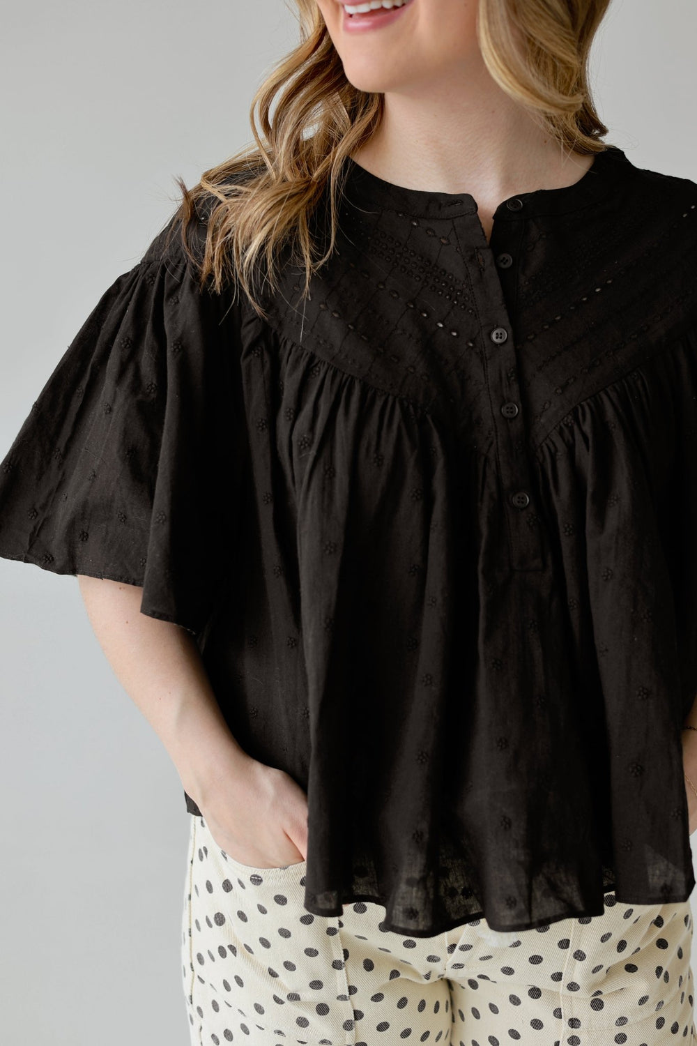Vittoria Embroidered Cotton Blouse - Bacio & Co.