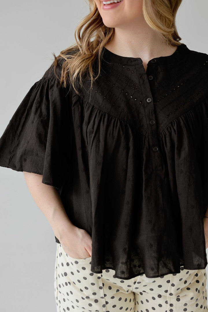 Vittoria Embroidered Cotton Blouse - Bacio &amp; Co.