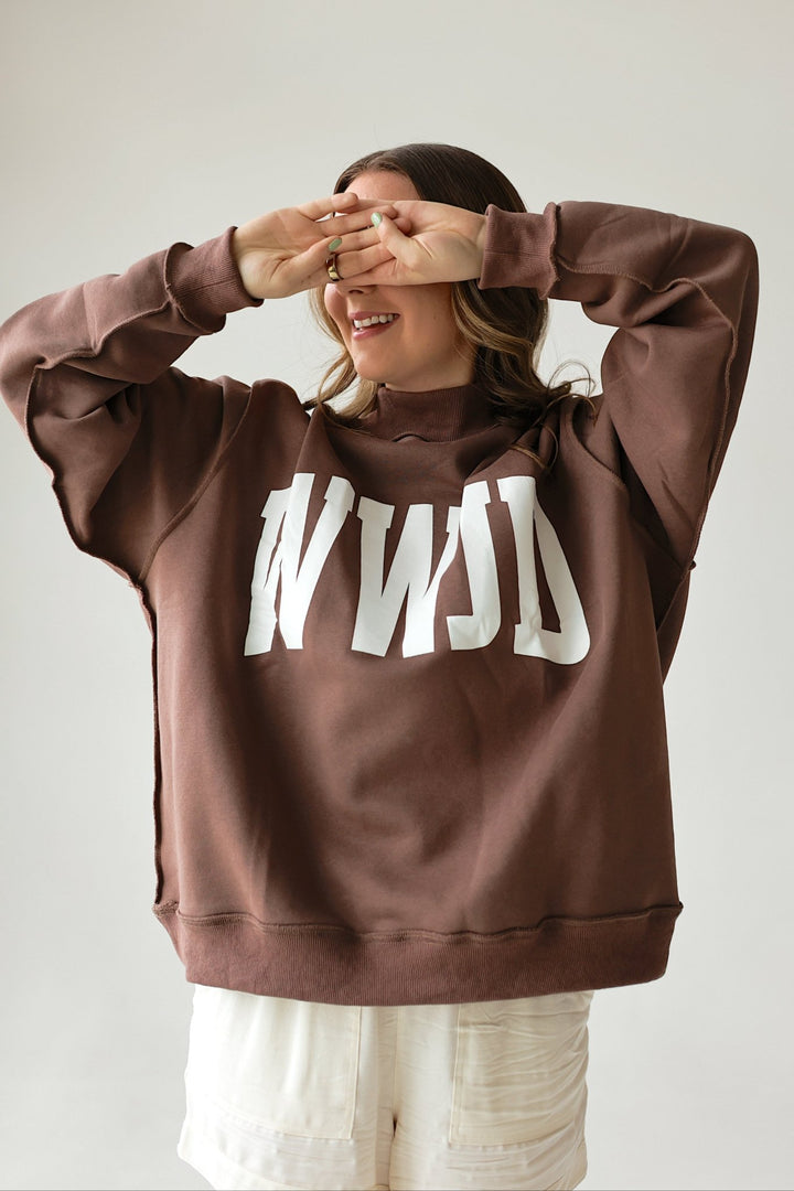 WWJD Reversible Oversized Mockneck Sweater - Bacio &amp; Co.